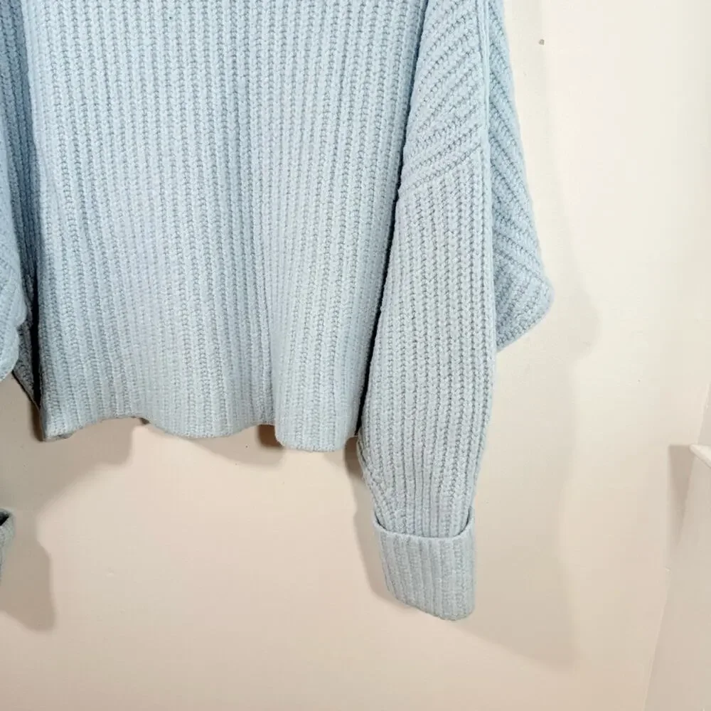 Anthropologie Maeve Athena Cowl Neck Sweater Pullover Alpaca Wool Blue XL